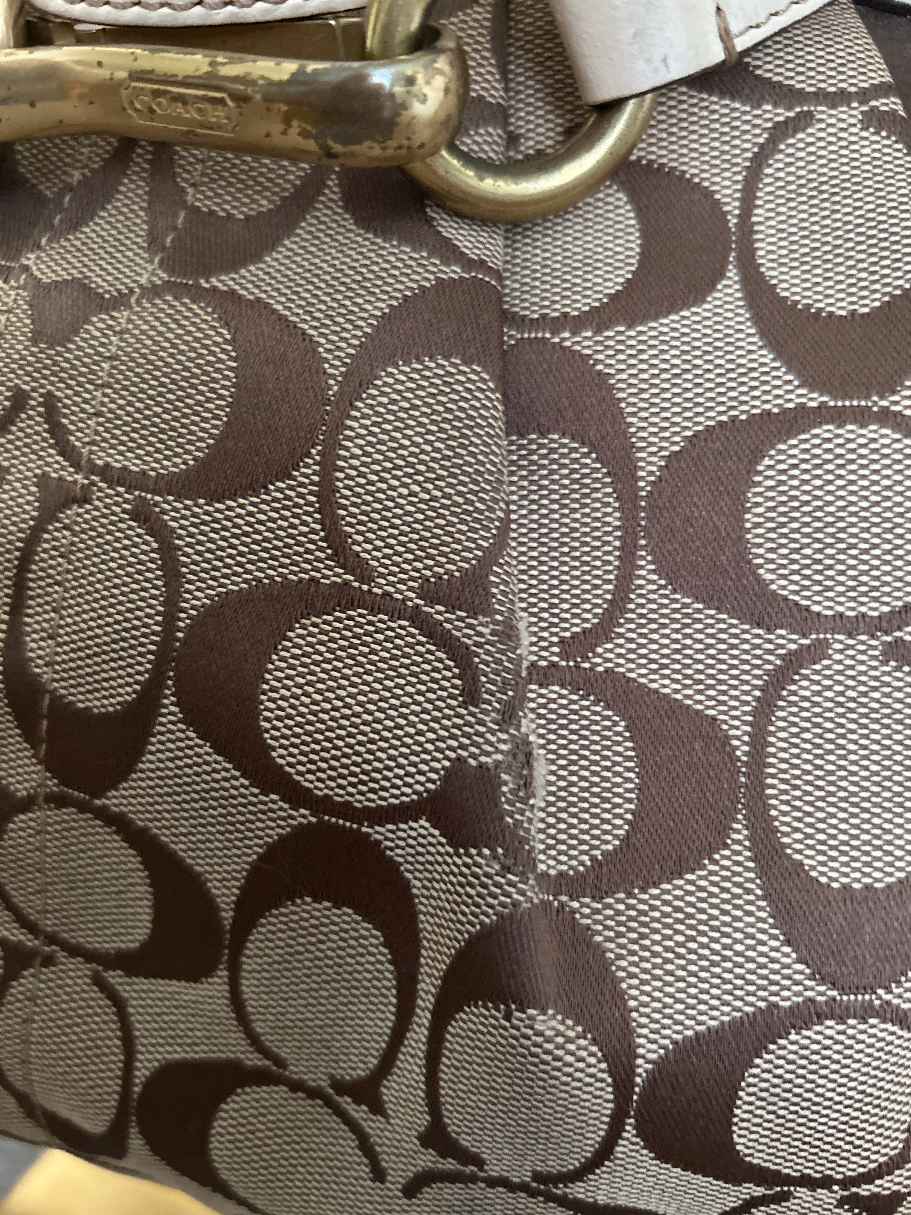 Vintage Coach signature monogram shoulder bag