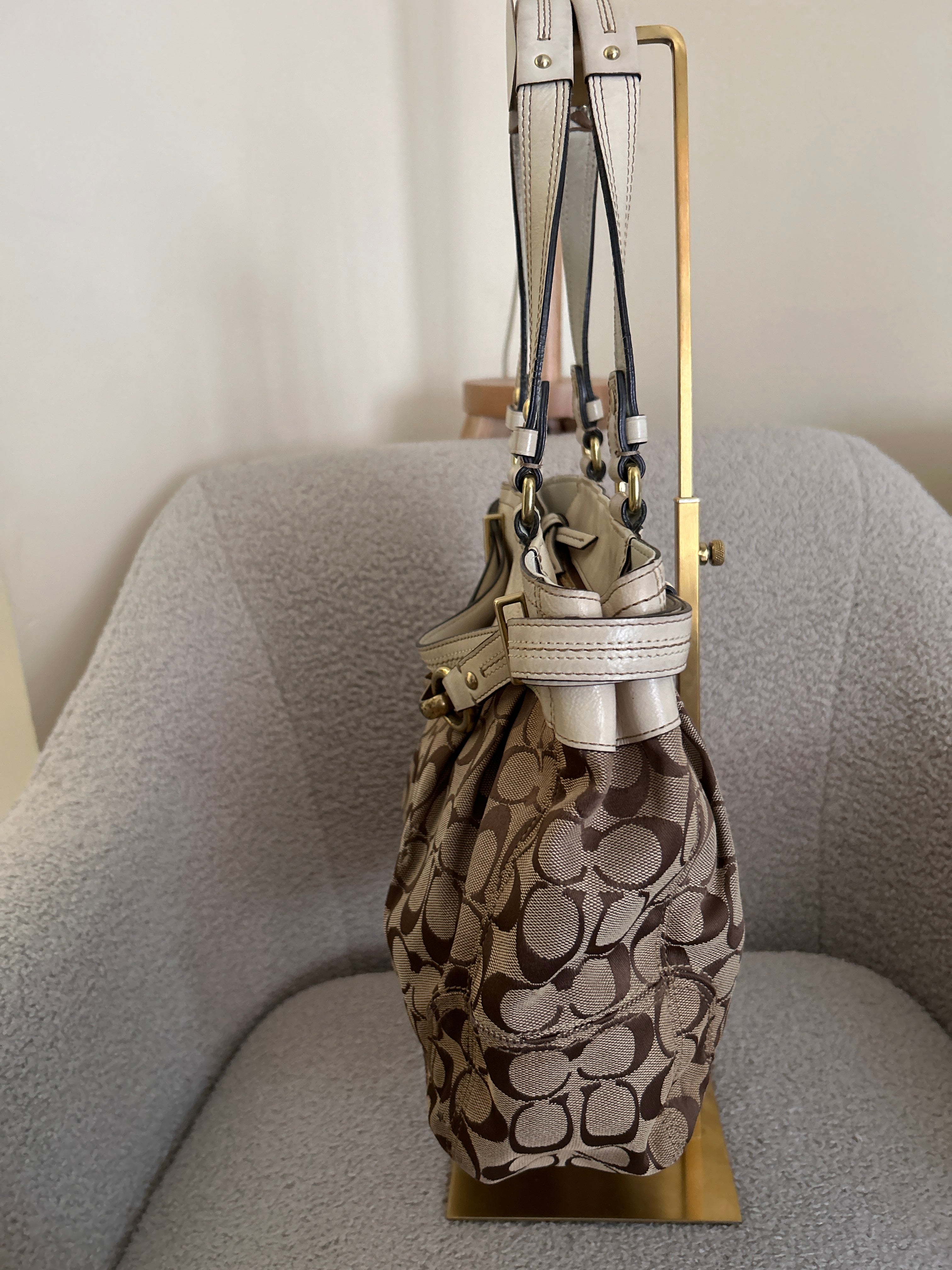 Vintage Coach signature monogram shoulder bag