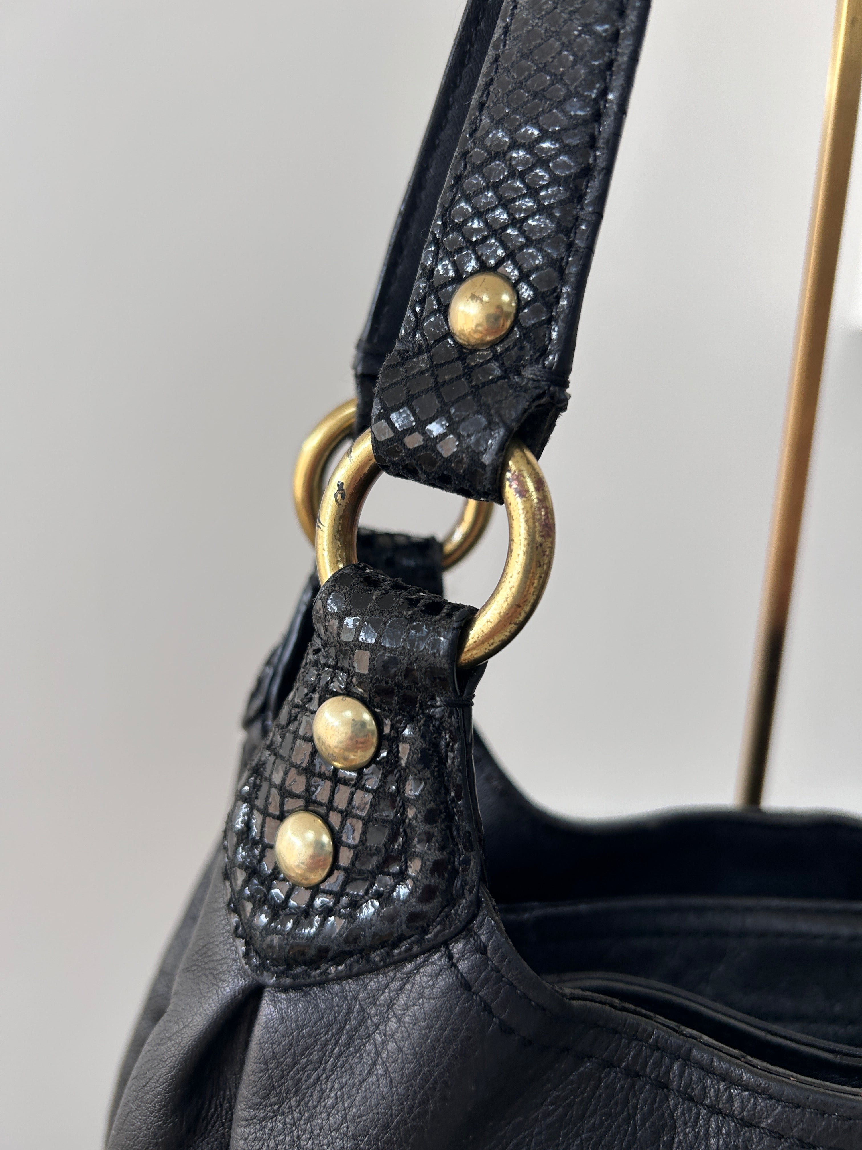 Vintage Coach black leather shoulder bag