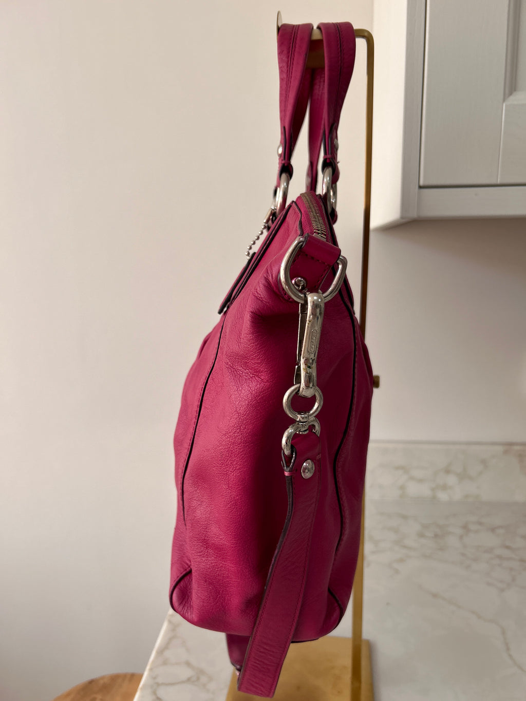 Vintage Coach pink leather shoulder bag