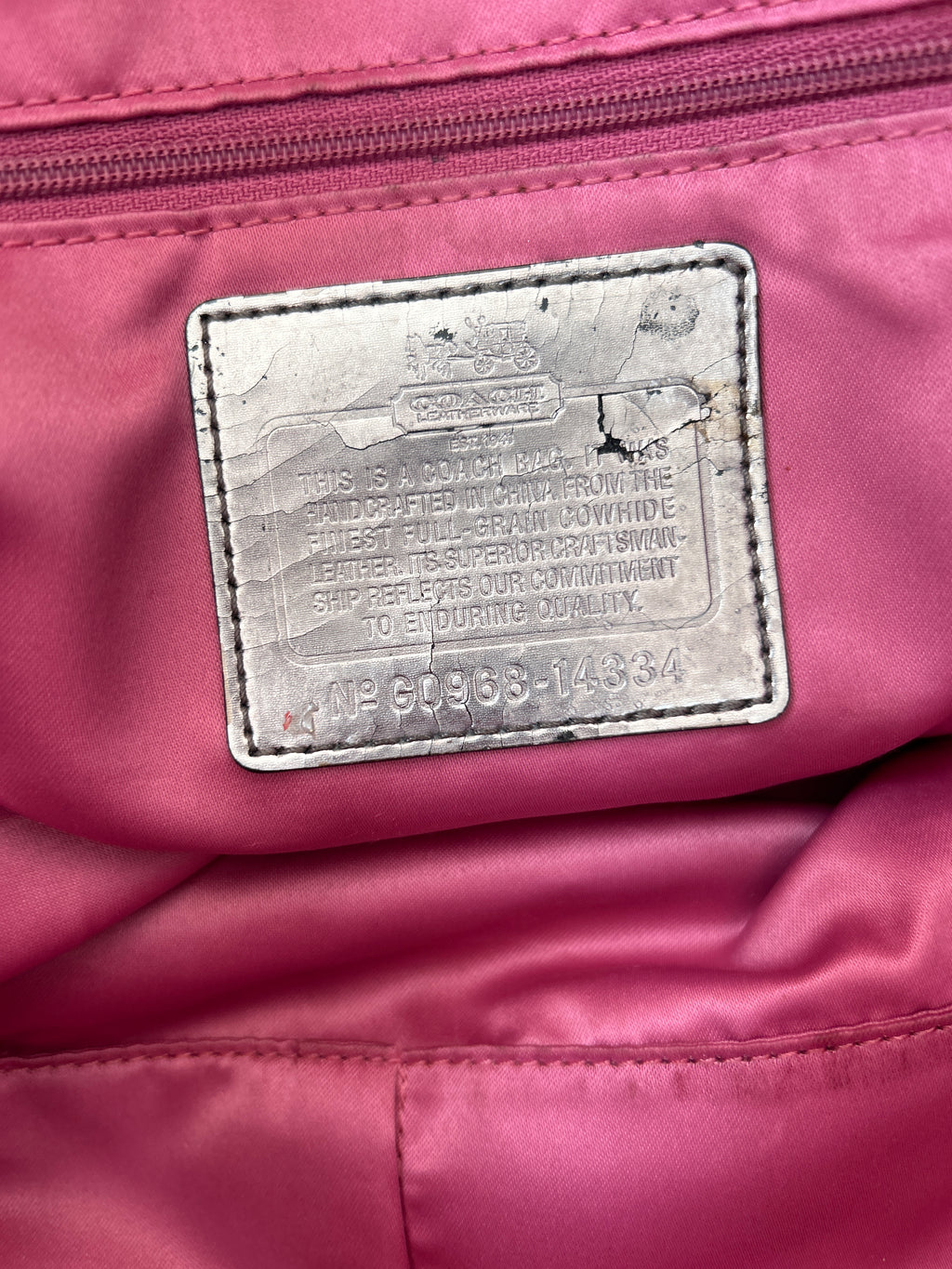 Vintage Coach pink leather shoulder bag