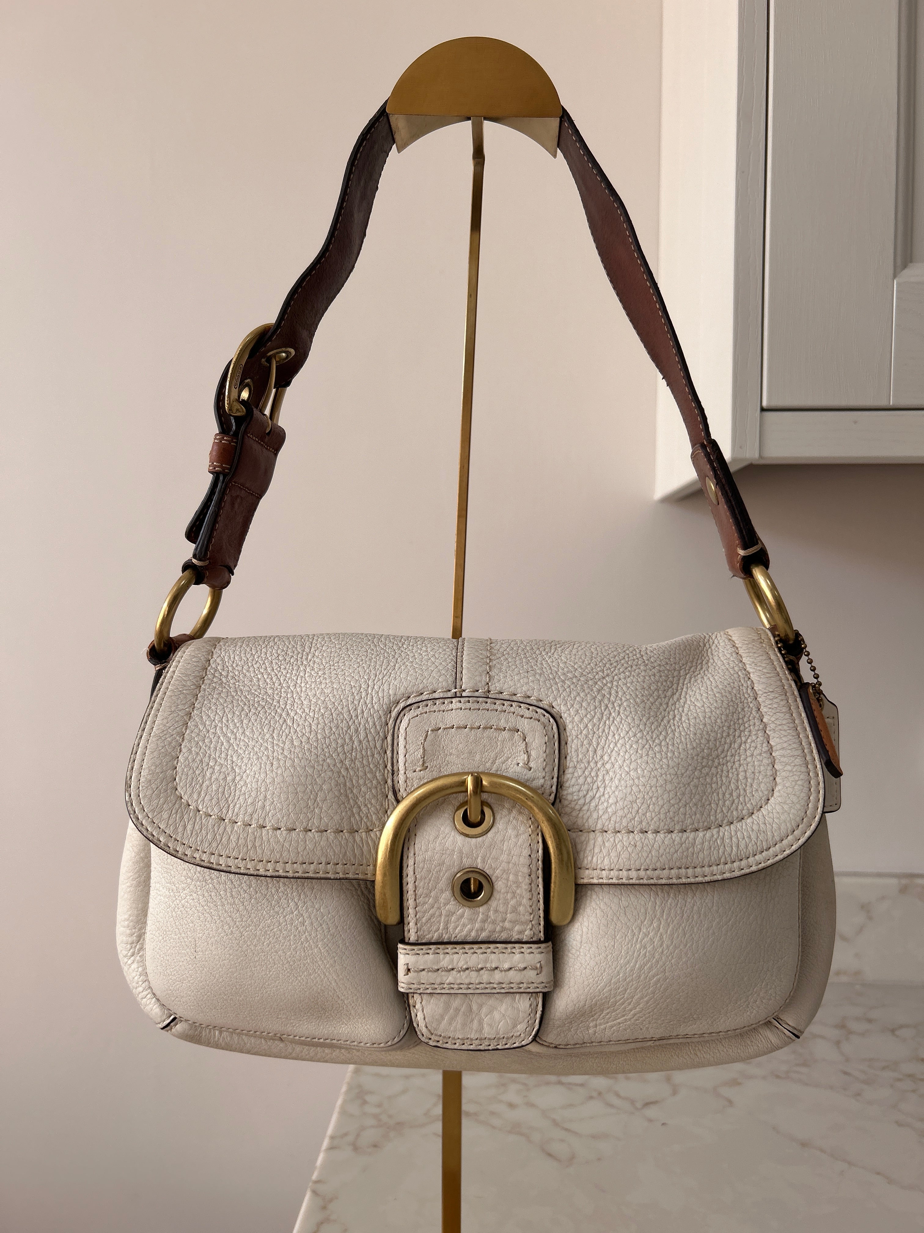 Vintage Coach Soho white leather shoulder bag