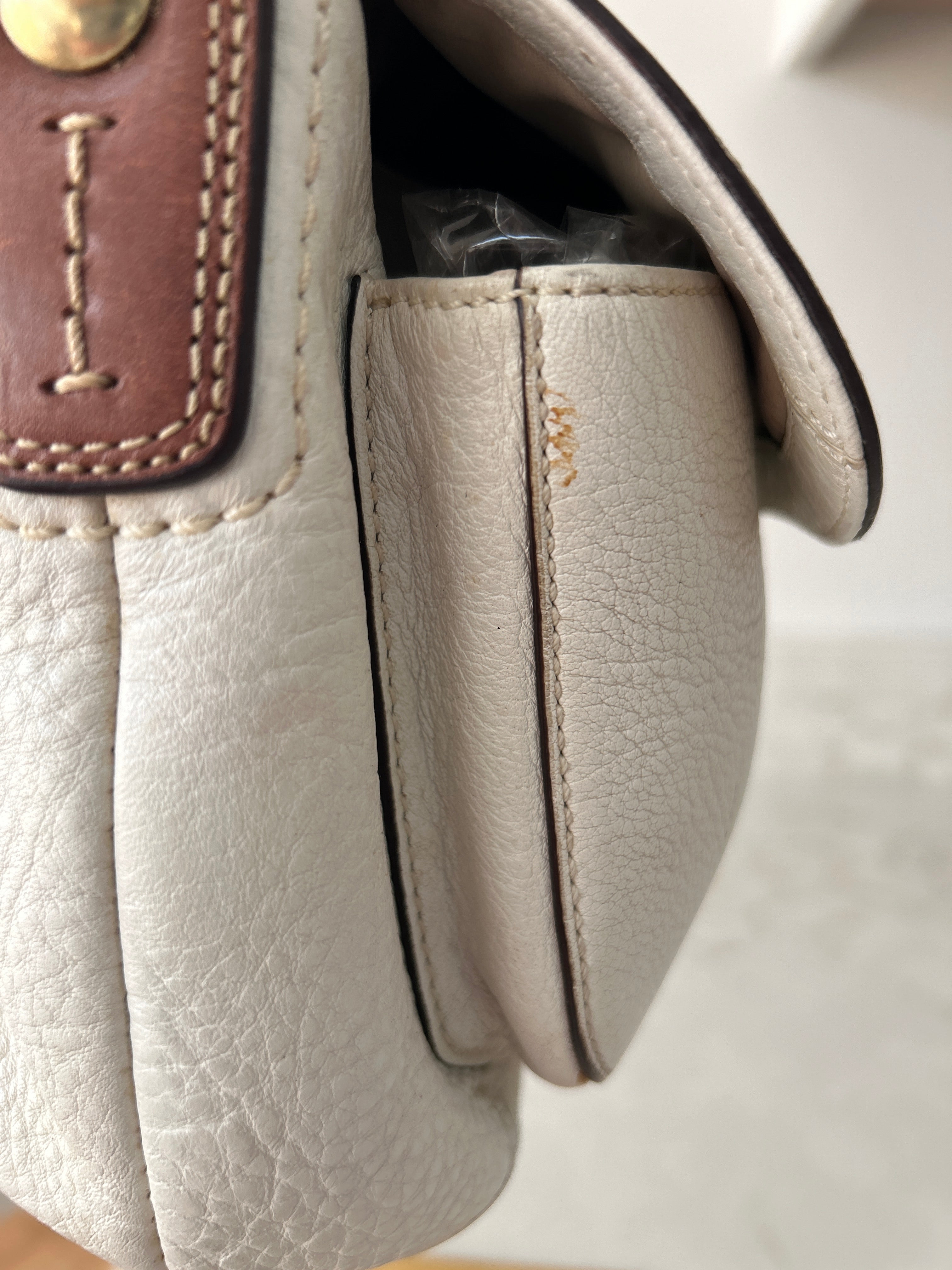 Vintage Coach Soho white leather shoulder bag