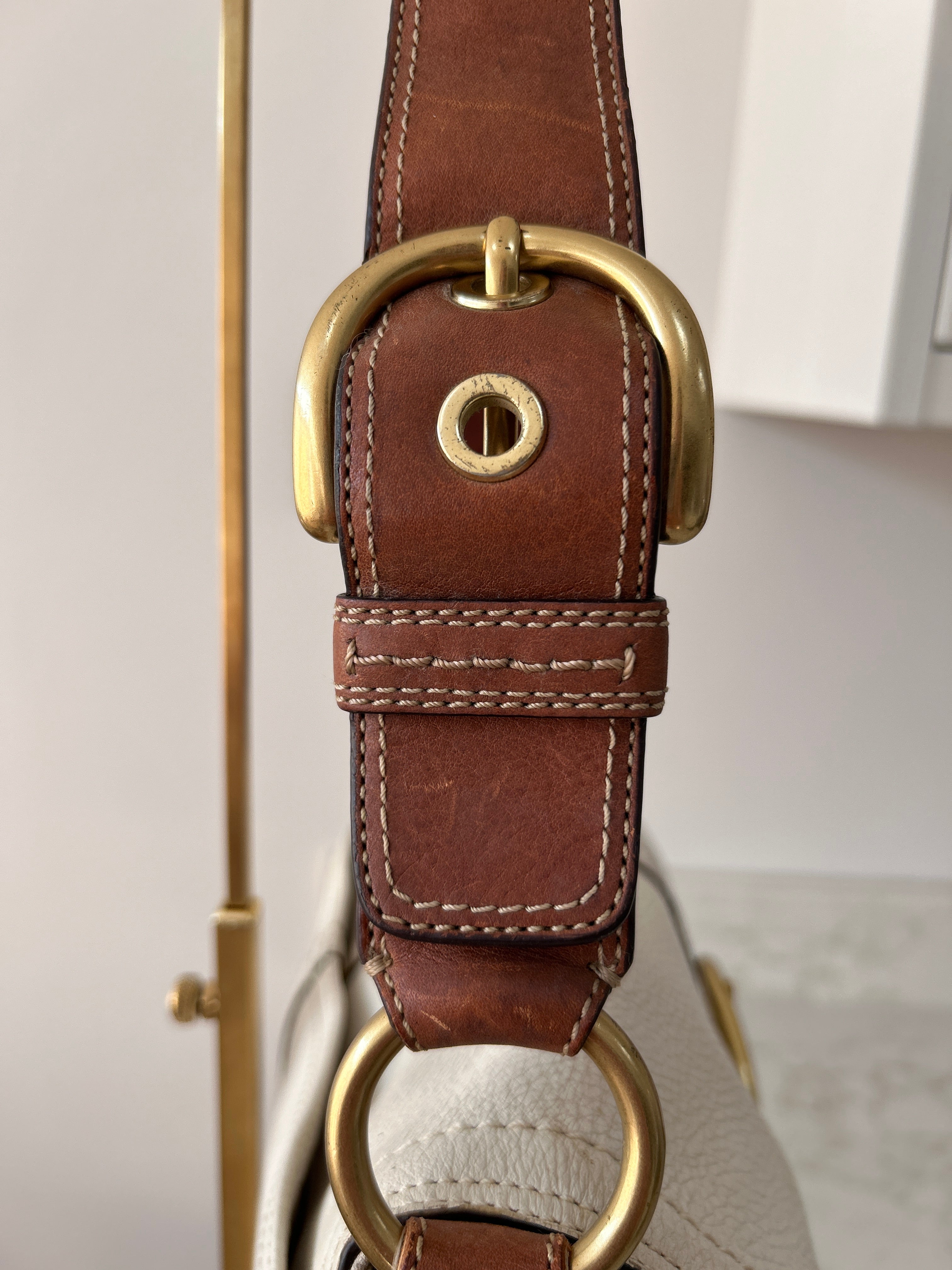 Vintage Coach Soho white leather shoulder bag