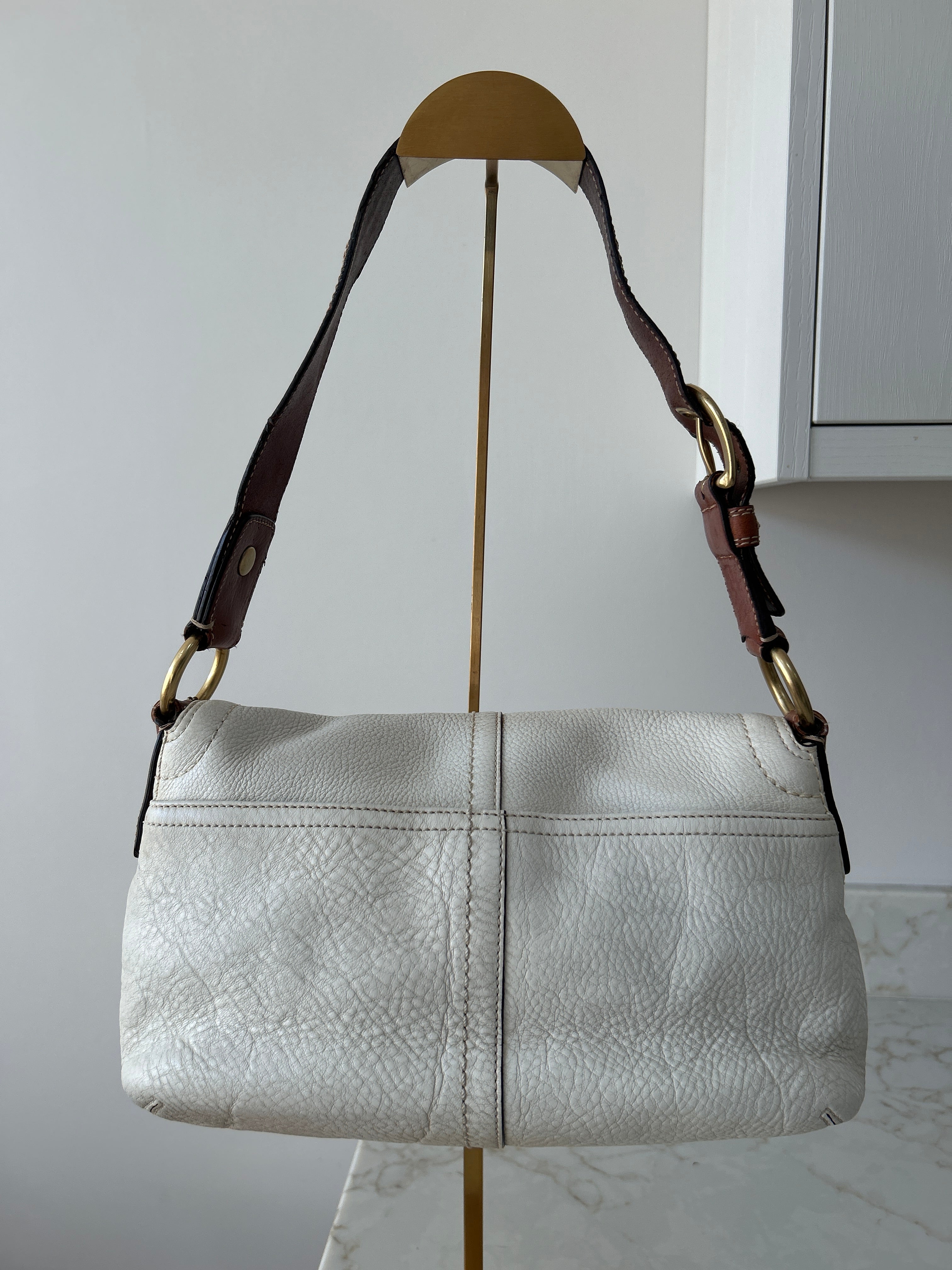 Vintage Coach Soho white leather shoulder bag