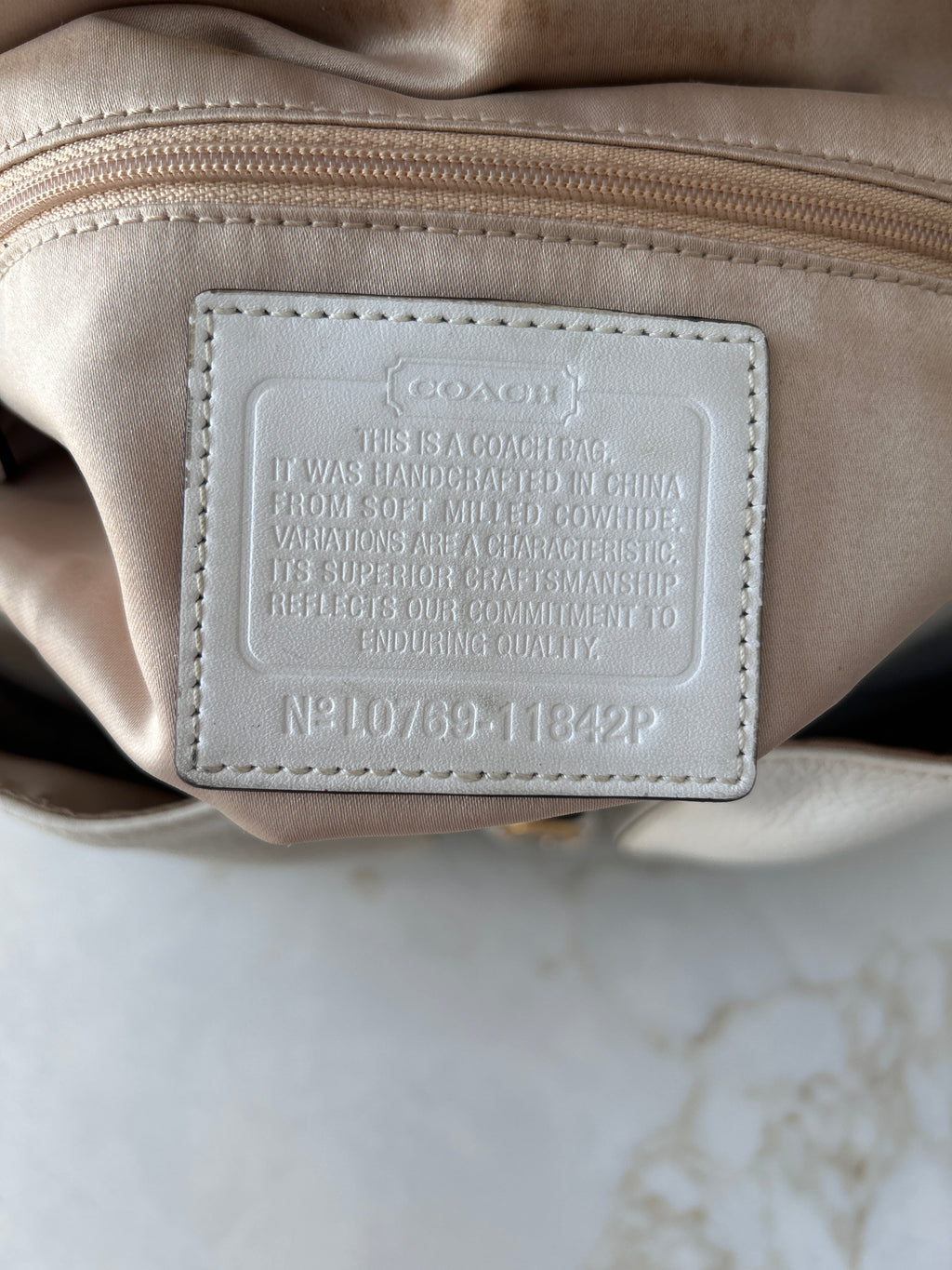 Vintage Coach Soho white leather shoulder bag