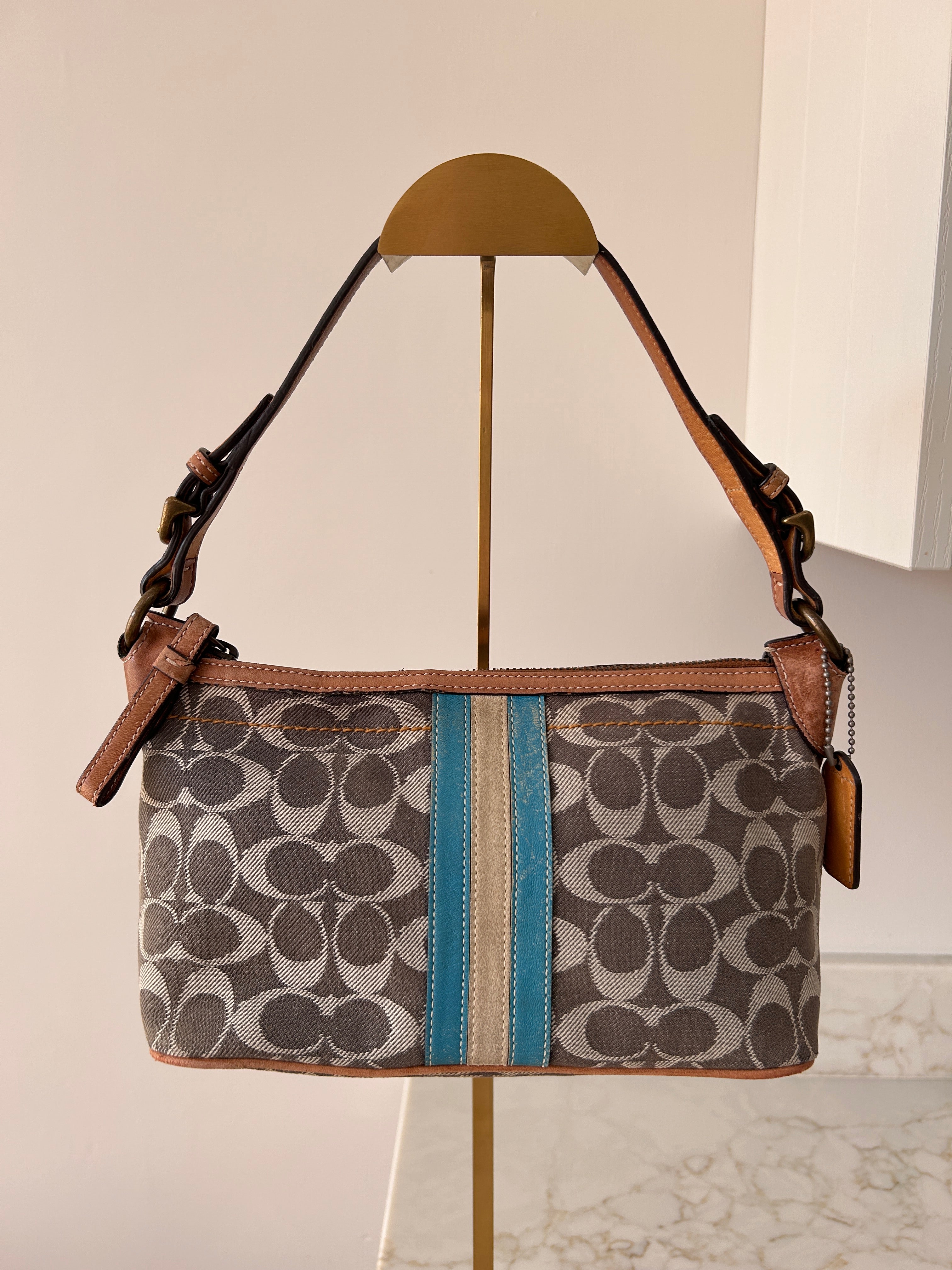 Vintage Coach denim stripe shoulder bag