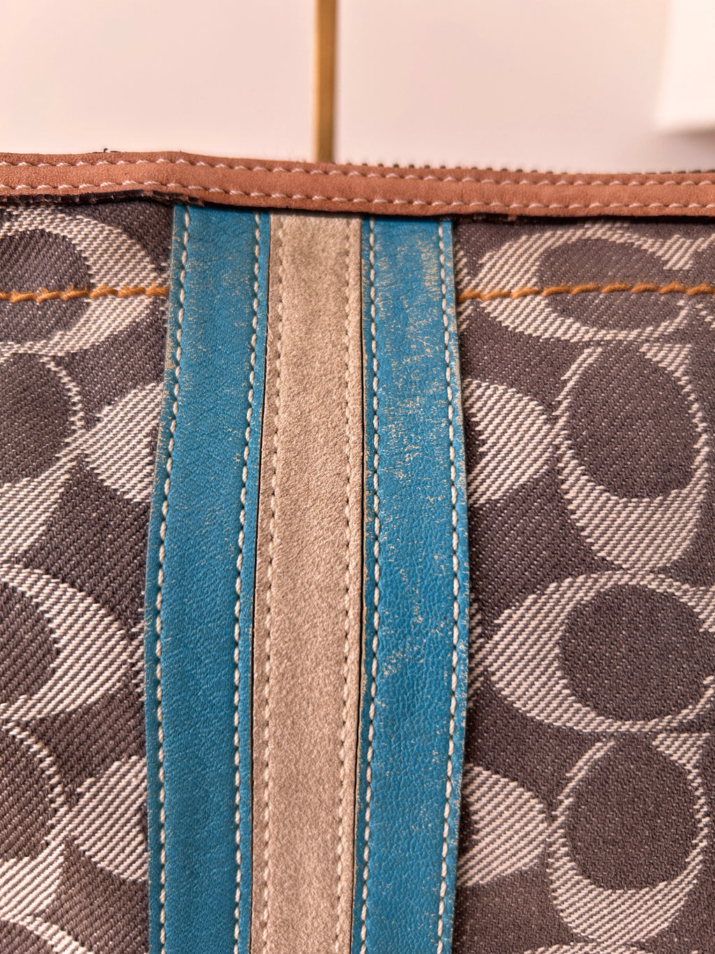 Vintage Coach denim stripe shoulder bag