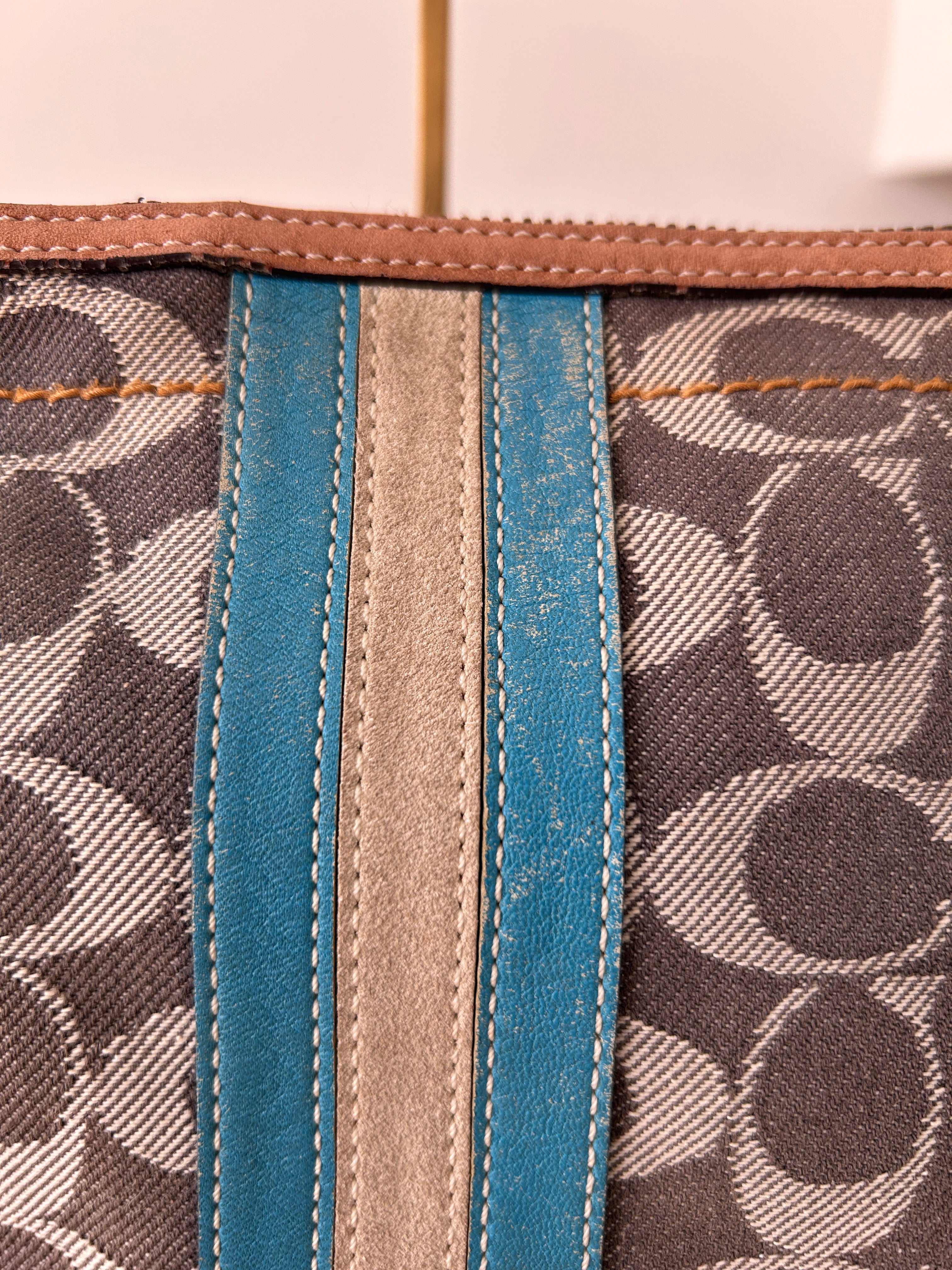 Vintage Coach denim stripe shoulder bag
