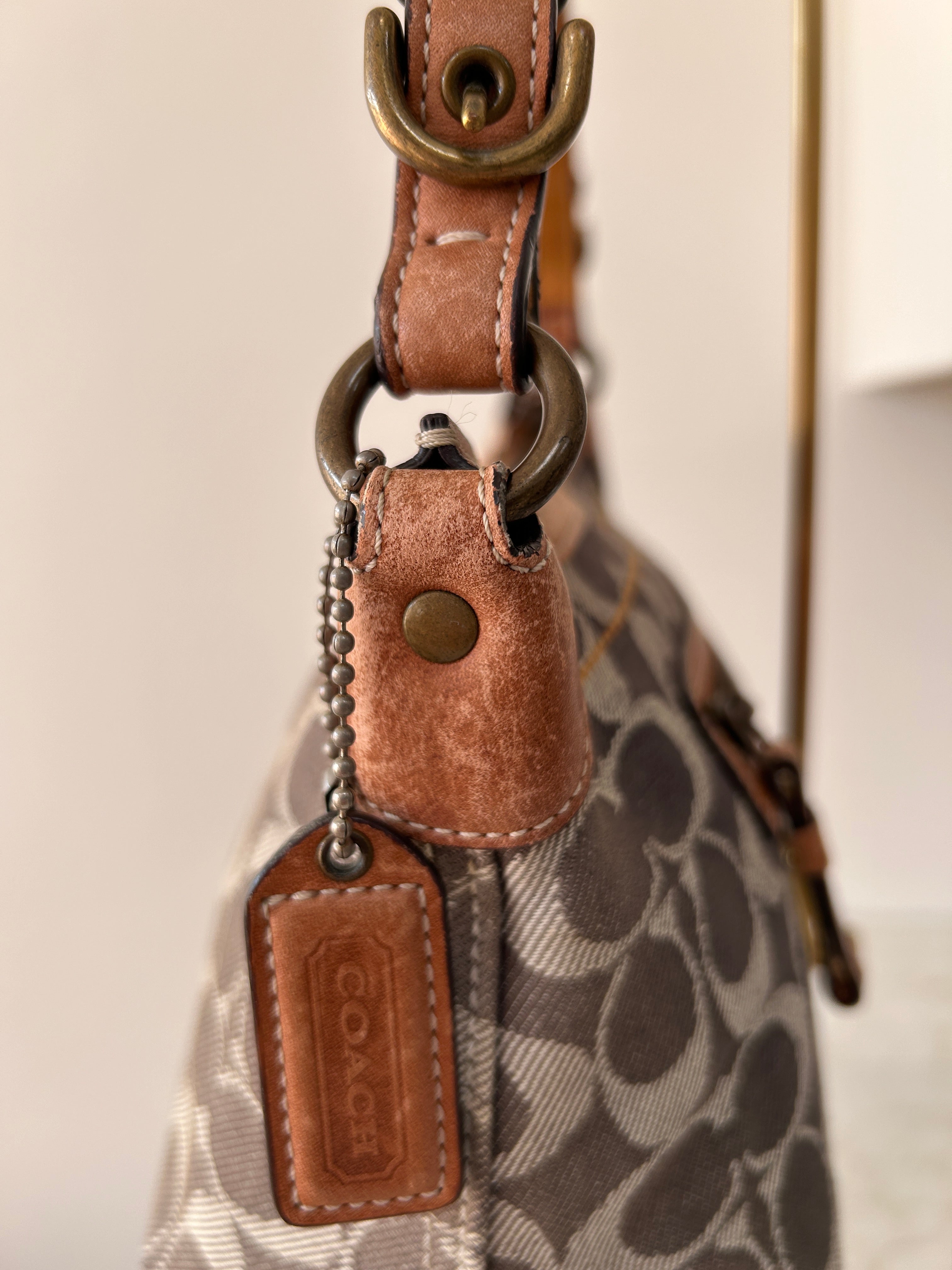 Vintage Coach denim stripe shoulder bag