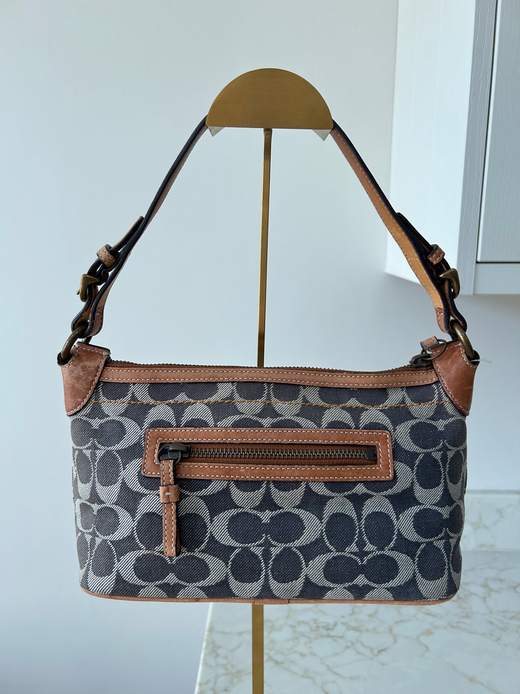 Vintage Coach denim stripe shoulder bag