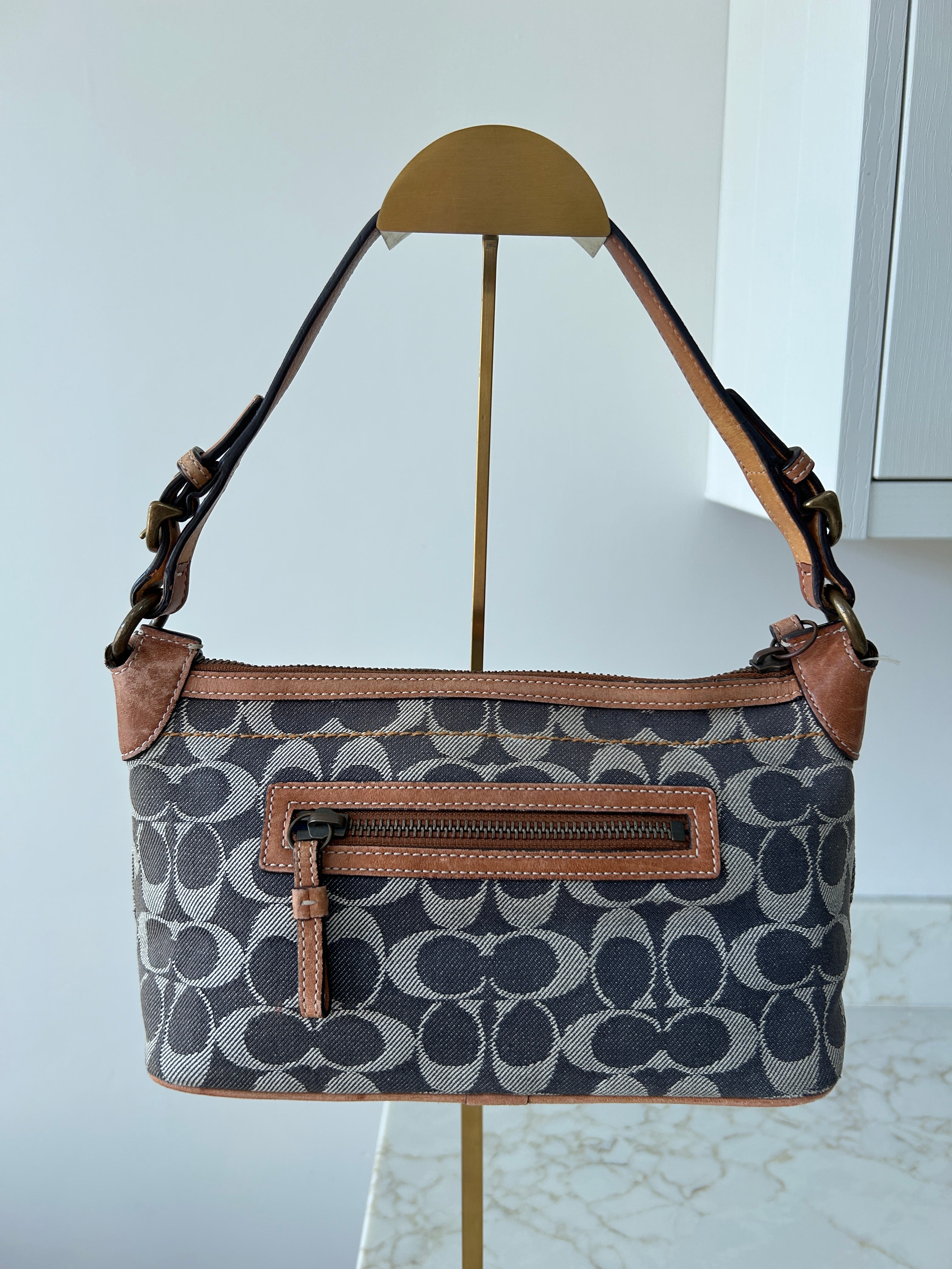 Vintage Coach denim stripe shoulder bag