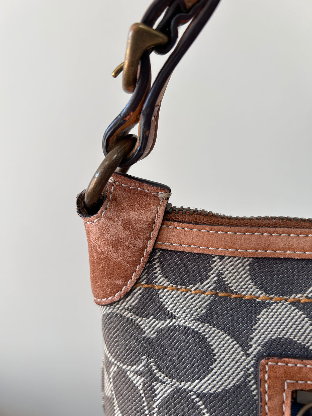 Vintage Coach denim stripe shoulder bag
