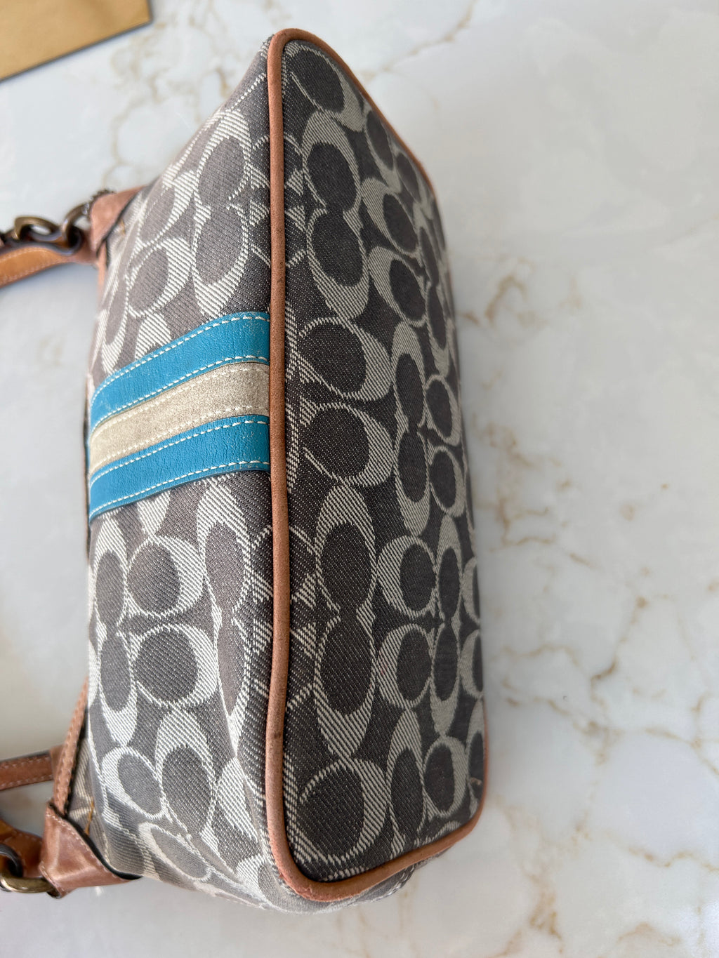 Vintage Coach denim stripe shoulder bag
