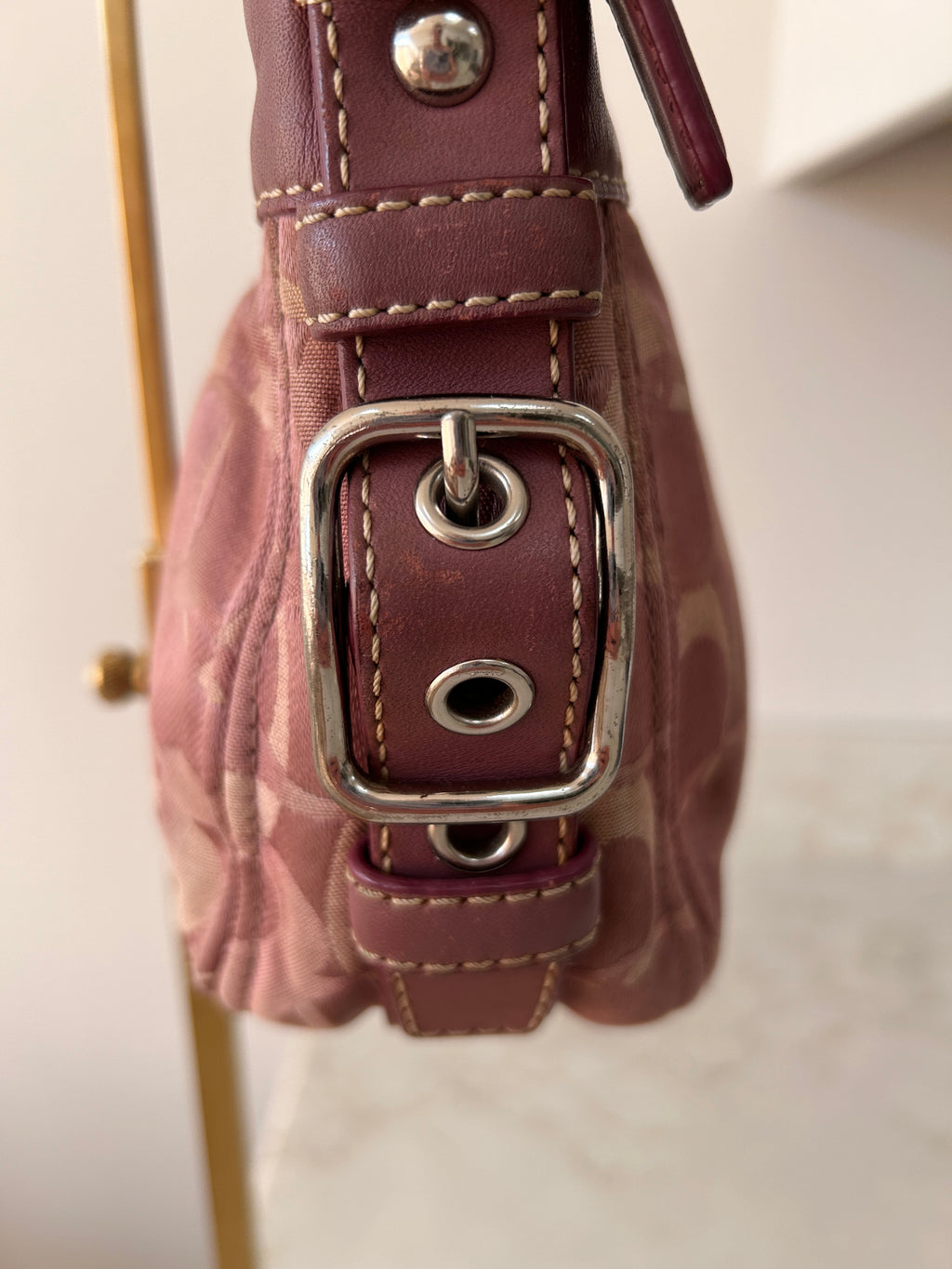 Vintage Coach mini Zoe optic monogram shoulder bag