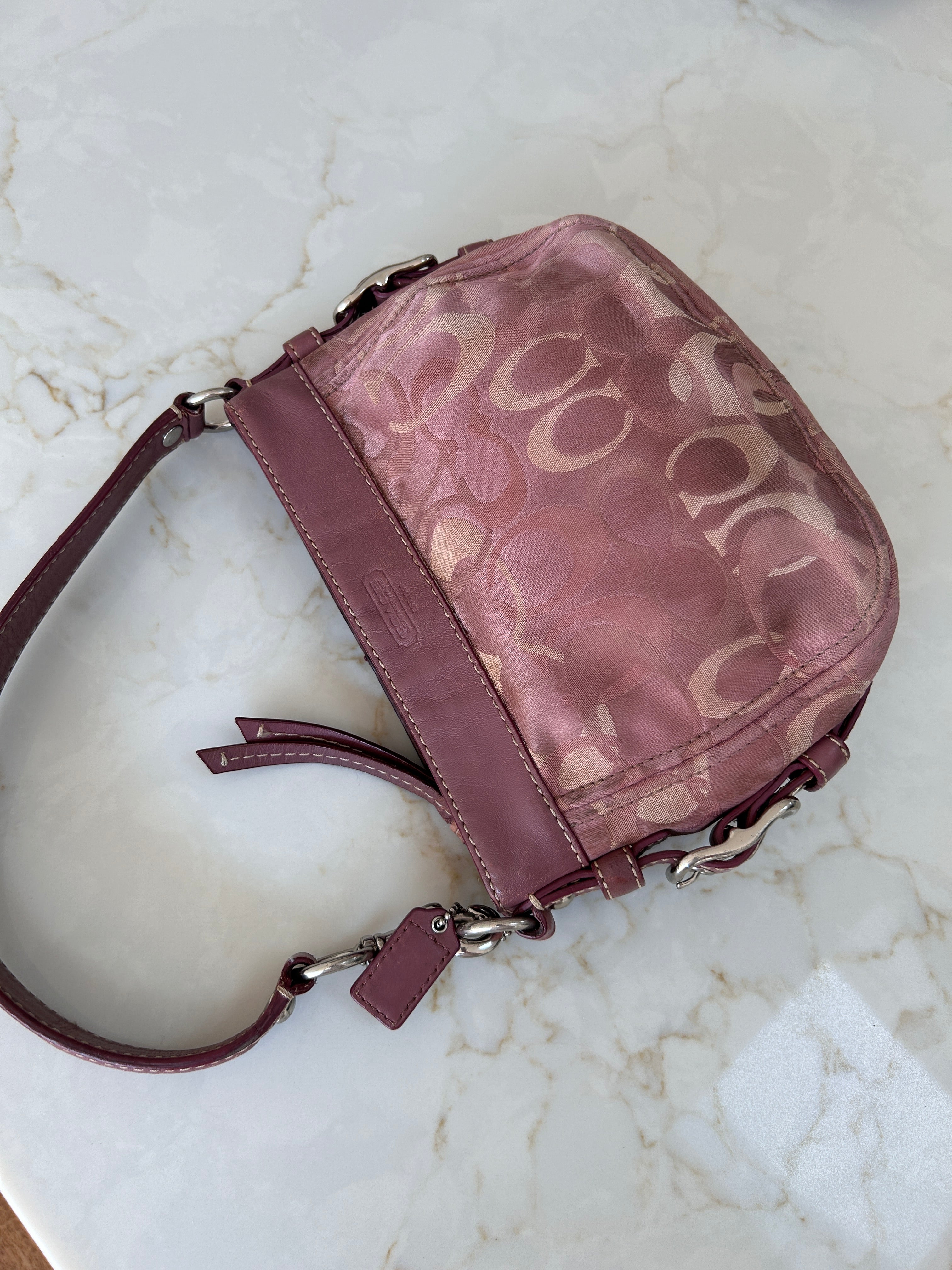 Vintage Coach mini Zoe optic monogram shoulder bag