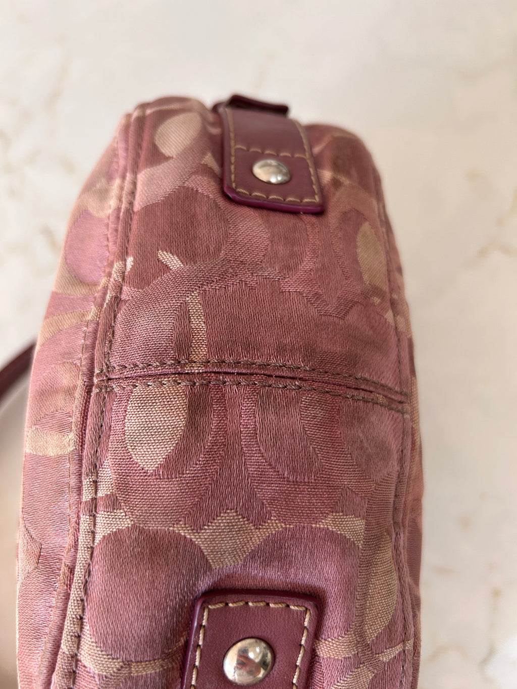 Vintage Coach mini Zoe optic monogram shoulder bag
