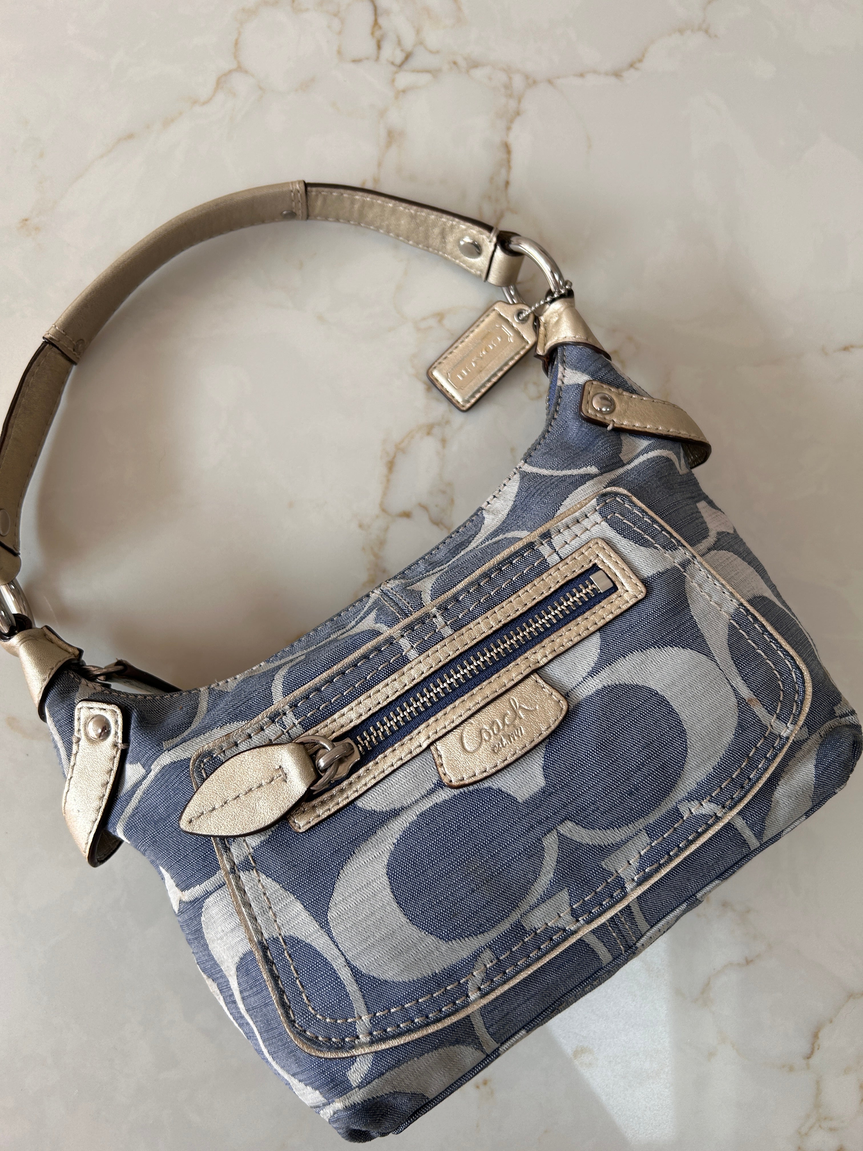 Vintage Coach denim shoulder bag