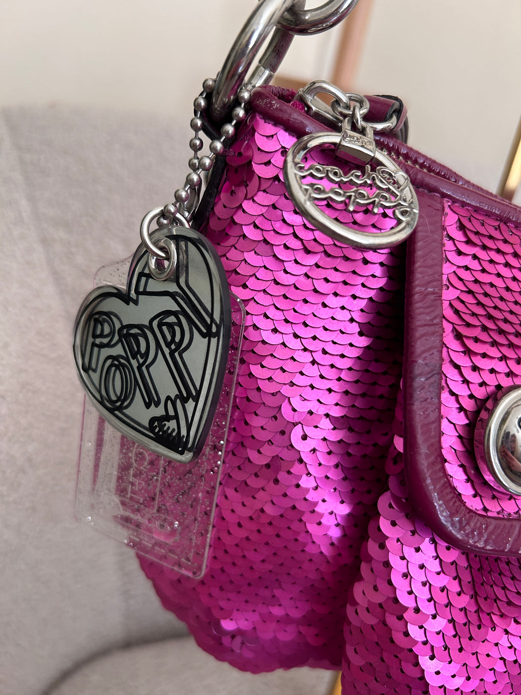 Vintage Coach pink sequin shoulder bag