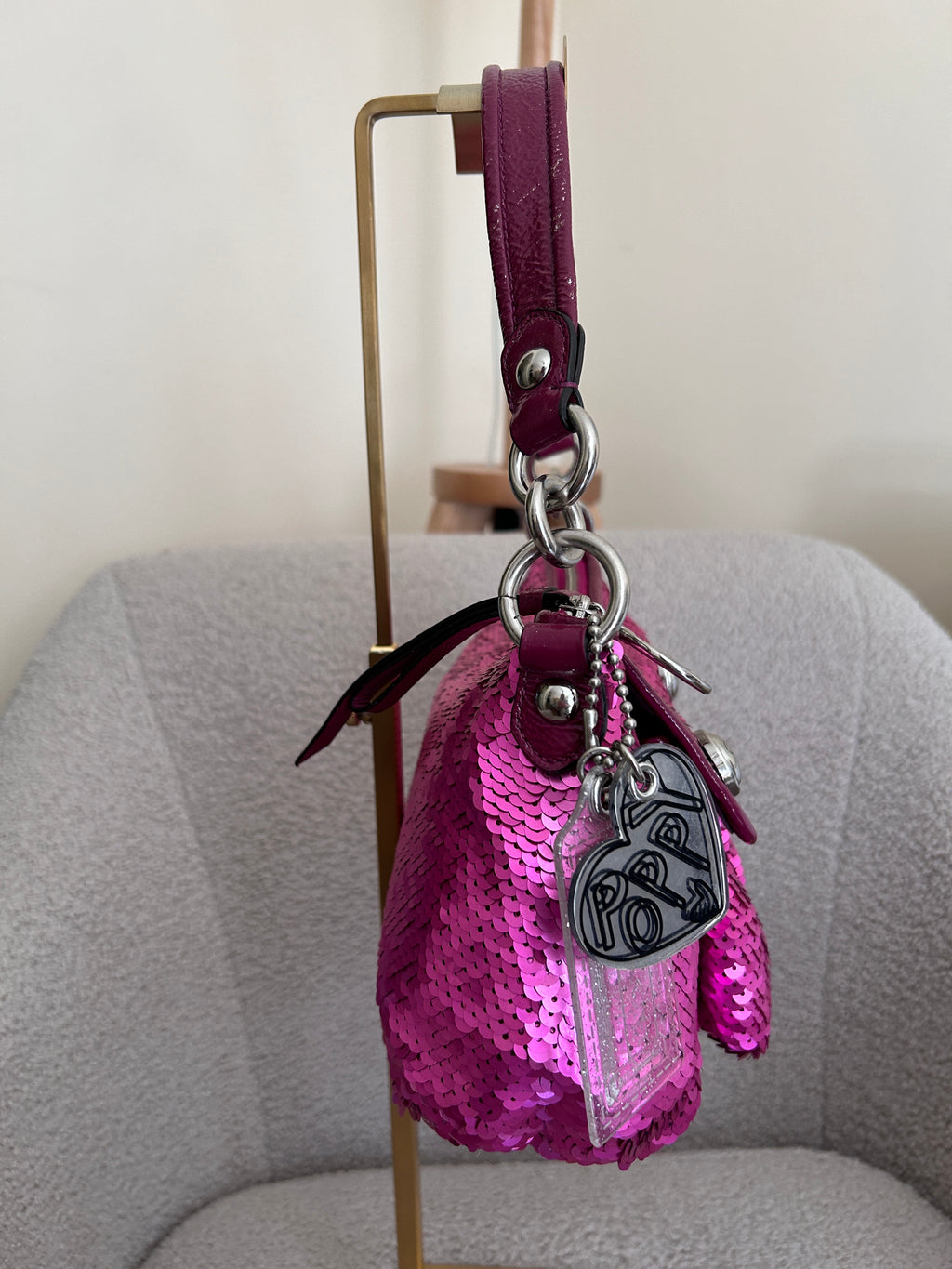 Vintage Coach pink sequin shoulder bag