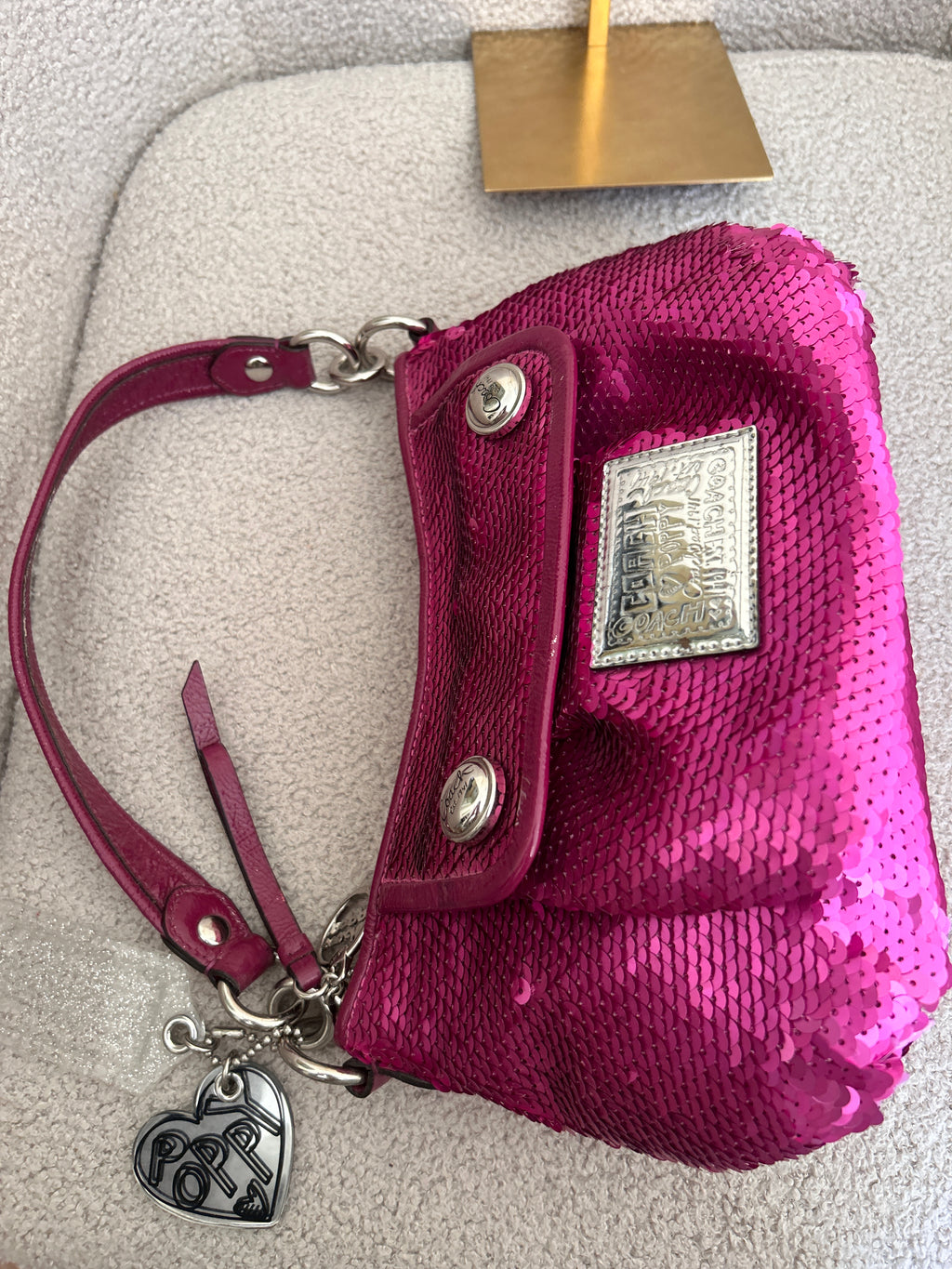 Vintage Coach pink sequin shoulder bag