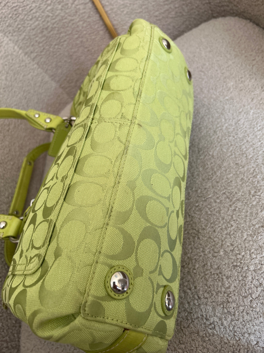 Vintage Coach green tote shoulder bag