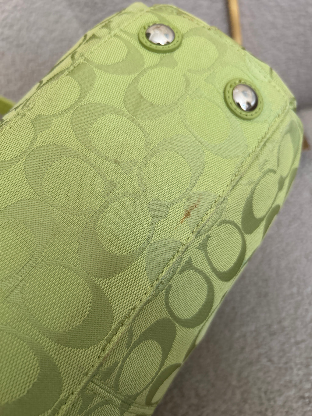 Vintage Coach green tote shoulder bag