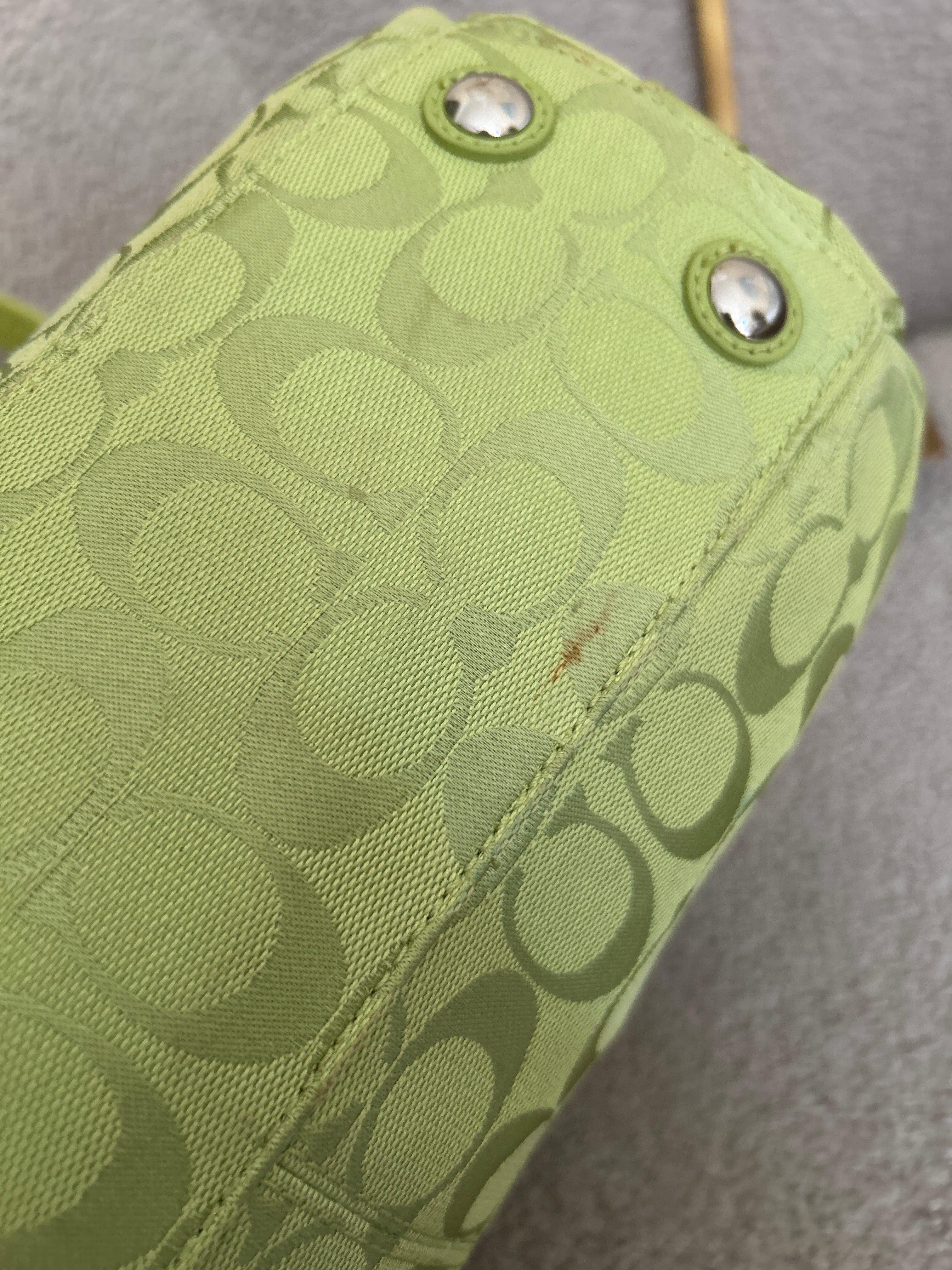 Vintage Coach green tote shoulder bag